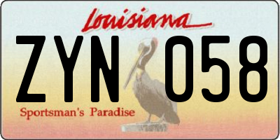 LA license plate ZYN058