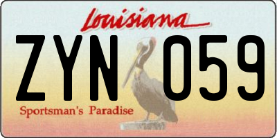 LA license plate ZYN059