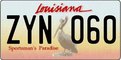 LA license plate ZYN060