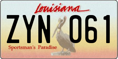 LA license plate ZYN061