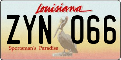 LA license plate ZYN066