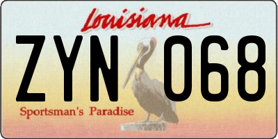 LA license plate ZYN068