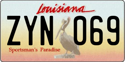 LA license plate ZYN069