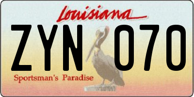 LA license plate ZYN070