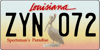 LA license plate ZYN072