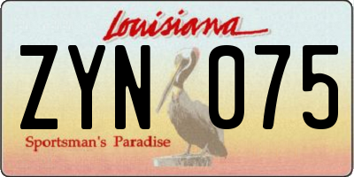 LA license plate ZYN075