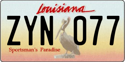 LA license plate ZYN077