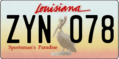 LA license plate ZYN078