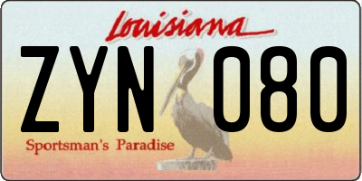 LA license plate ZYN080