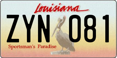 LA license plate ZYN081