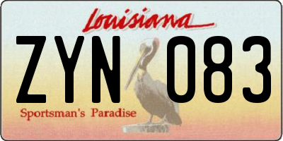 LA license plate ZYN083