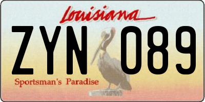 LA license plate ZYN089