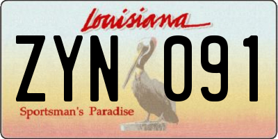 LA license plate ZYN091