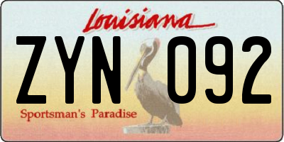 LA license plate ZYN092