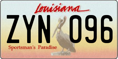 LA license plate ZYN096