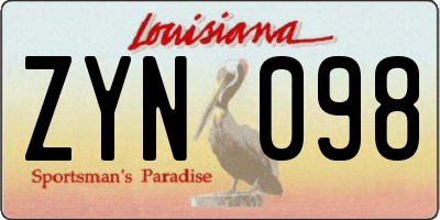 LA license plate ZYN098