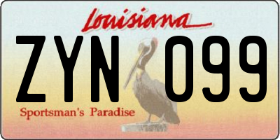 LA license plate ZYN099