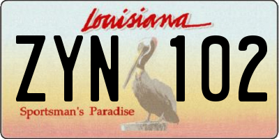 LA license plate ZYN102