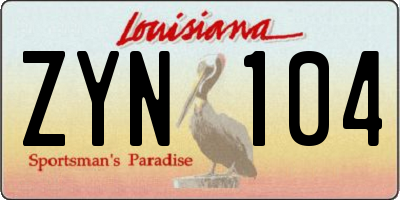 LA license plate ZYN104