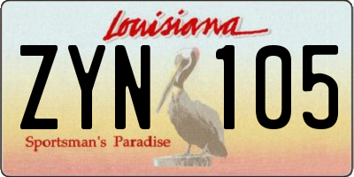 LA license plate ZYN105