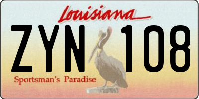 LA license plate ZYN108