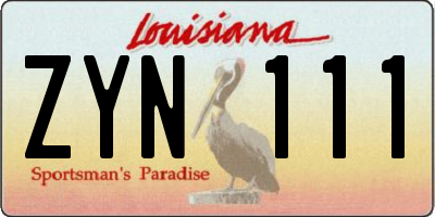 LA license plate ZYN111