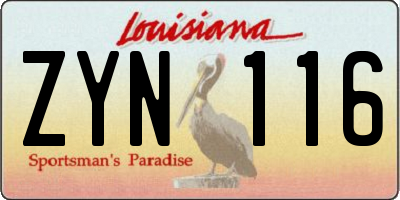 LA license plate ZYN116