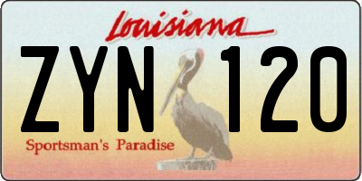 LA license plate ZYN120