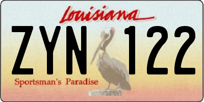 LA license plate ZYN122