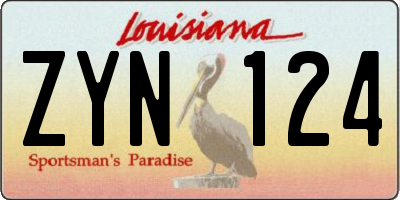 LA license plate ZYN124