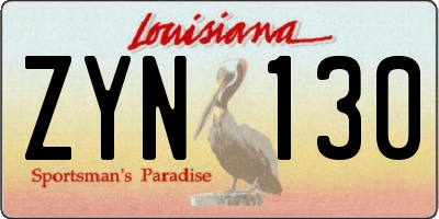 LA license plate ZYN130