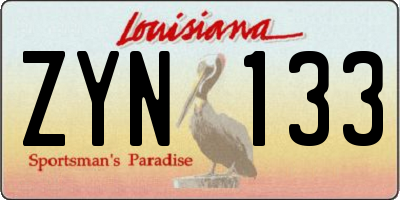 LA license plate ZYN133