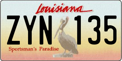 LA license plate ZYN135