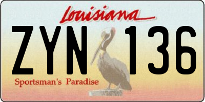 LA license plate ZYN136