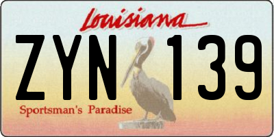 LA license plate ZYN139
