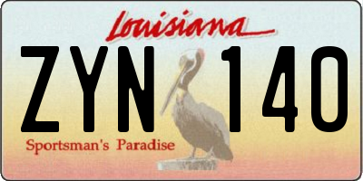 LA license plate ZYN140