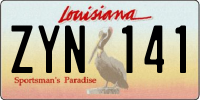 LA license plate ZYN141