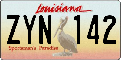 LA license plate ZYN142