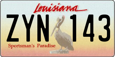 LA license plate ZYN143