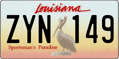 LA license plate ZYN149