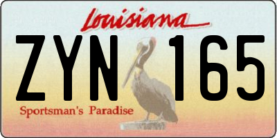 LA license plate ZYN165