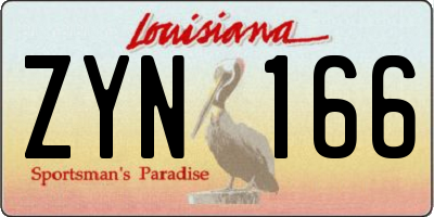 LA license plate ZYN166