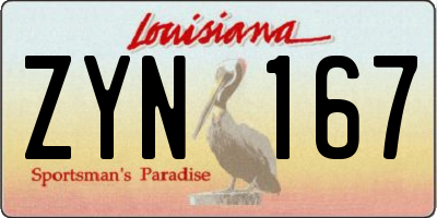 LA license plate ZYN167