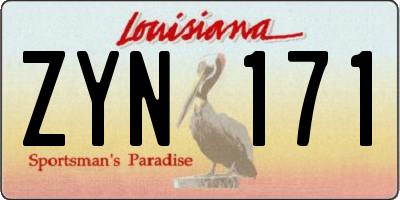 LA license plate ZYN171