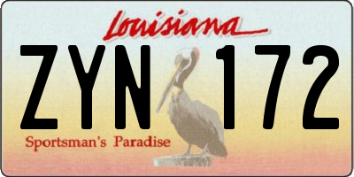 LA license plate ZYN172