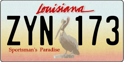 LA license plate ZYN173