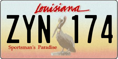 LA license plate ZYN174