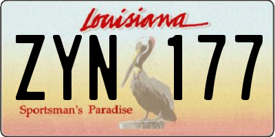 LA license plate ZYN177