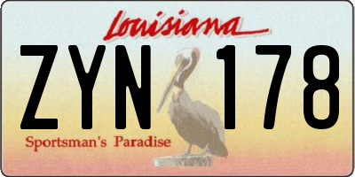 LA license plate ZYN178