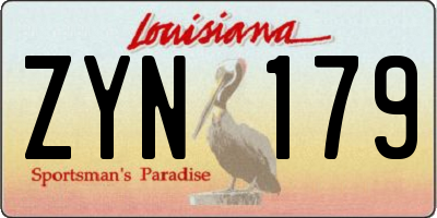 LA license plate ZYN179